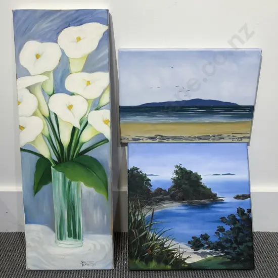 Three Assorted Oil on Canvas Works