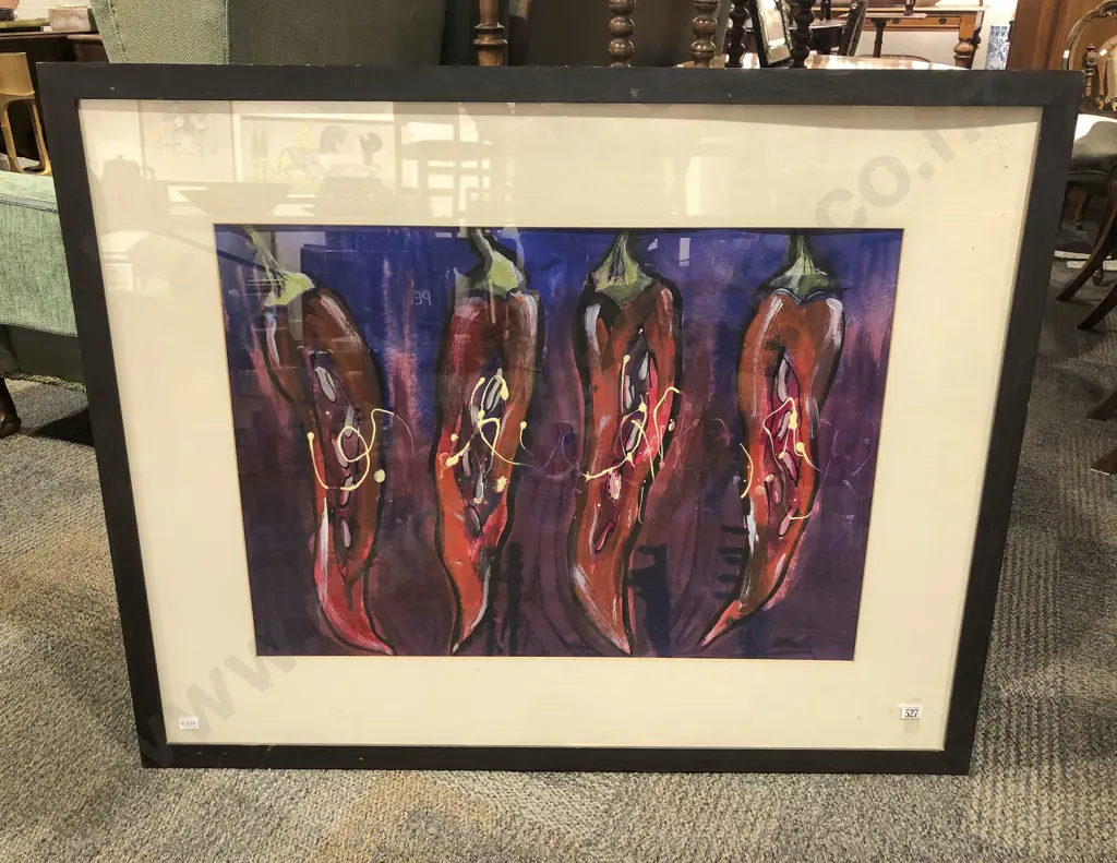 Mixed Media "Chilli Peppers" - Indistinctly Signed Image 1++