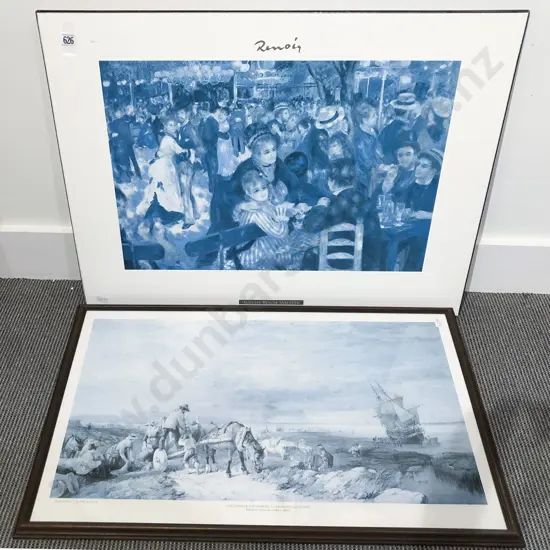 Framed Embroidery and Three Prints