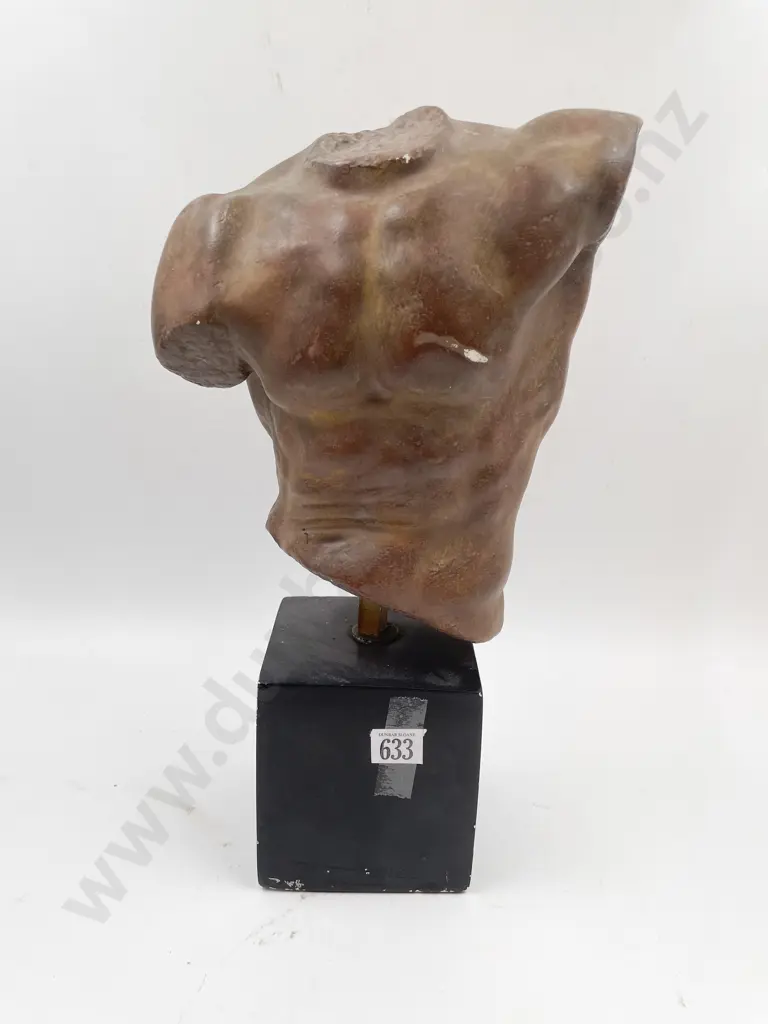 Classical Style Torso Sculpture on Stand - Indistinctly Signed Image 1++