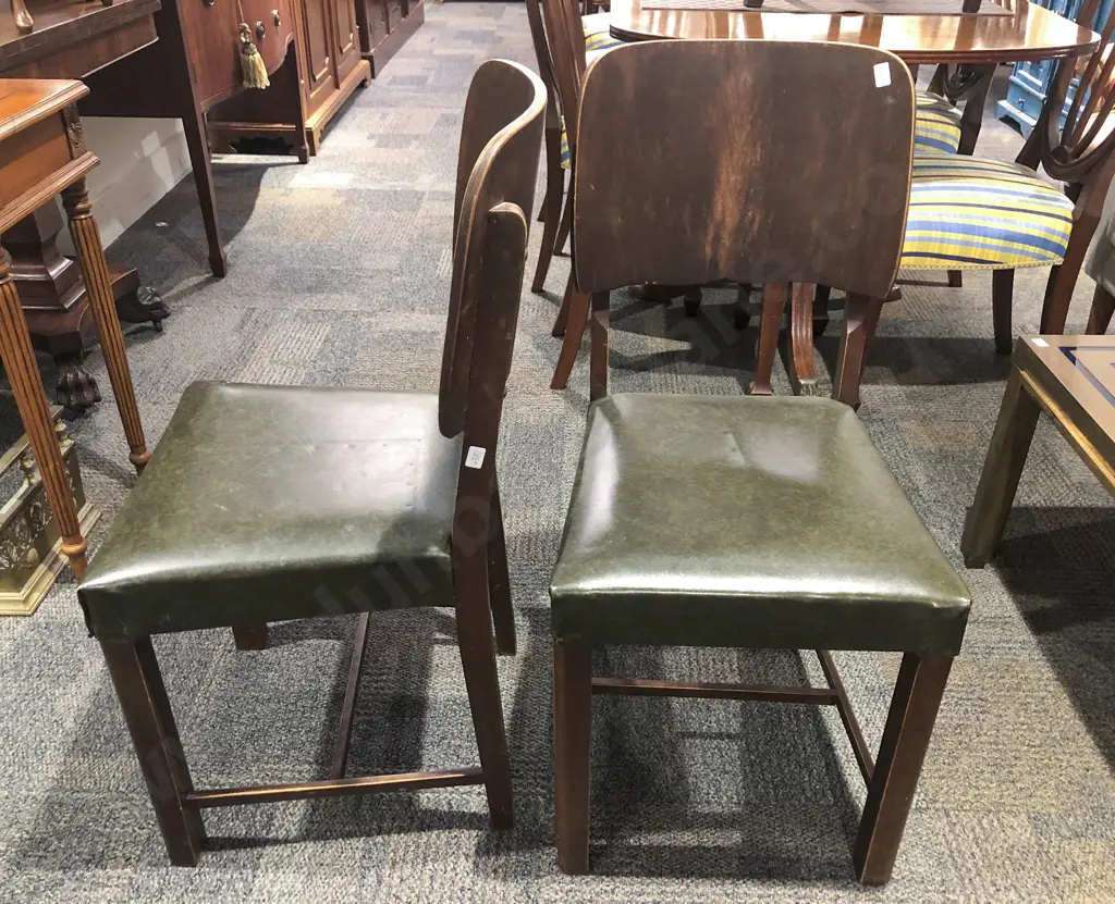 Pair of Leather Seated Side Chairs Image 1++