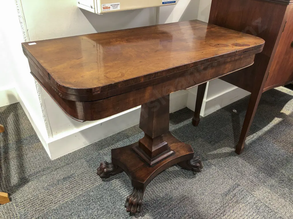 Wm IV Mahogany Foldover Tea Table c1835 Image 1++