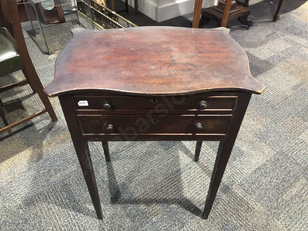 George III Mahogany Single Drawer Work Table With Hinged Lid Image 1++