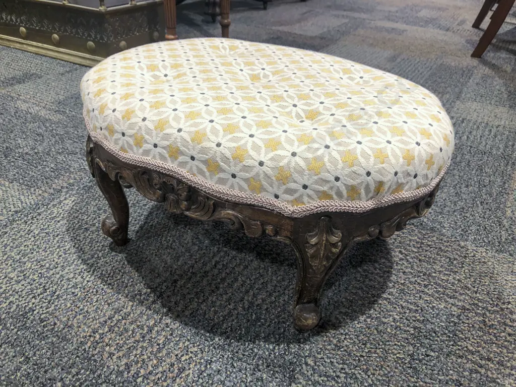 Upholstered and Buttoned Footstool Image 1++