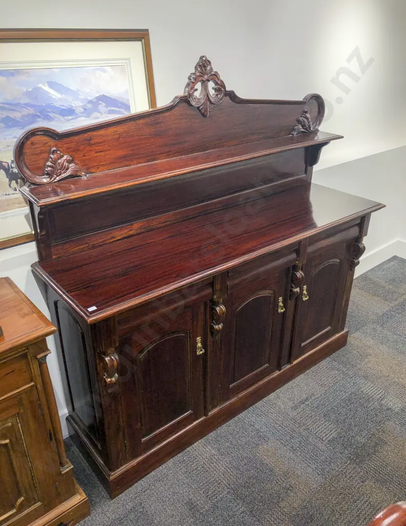 Mahogany Sideboard with Shelved Gallery Back Image 1++