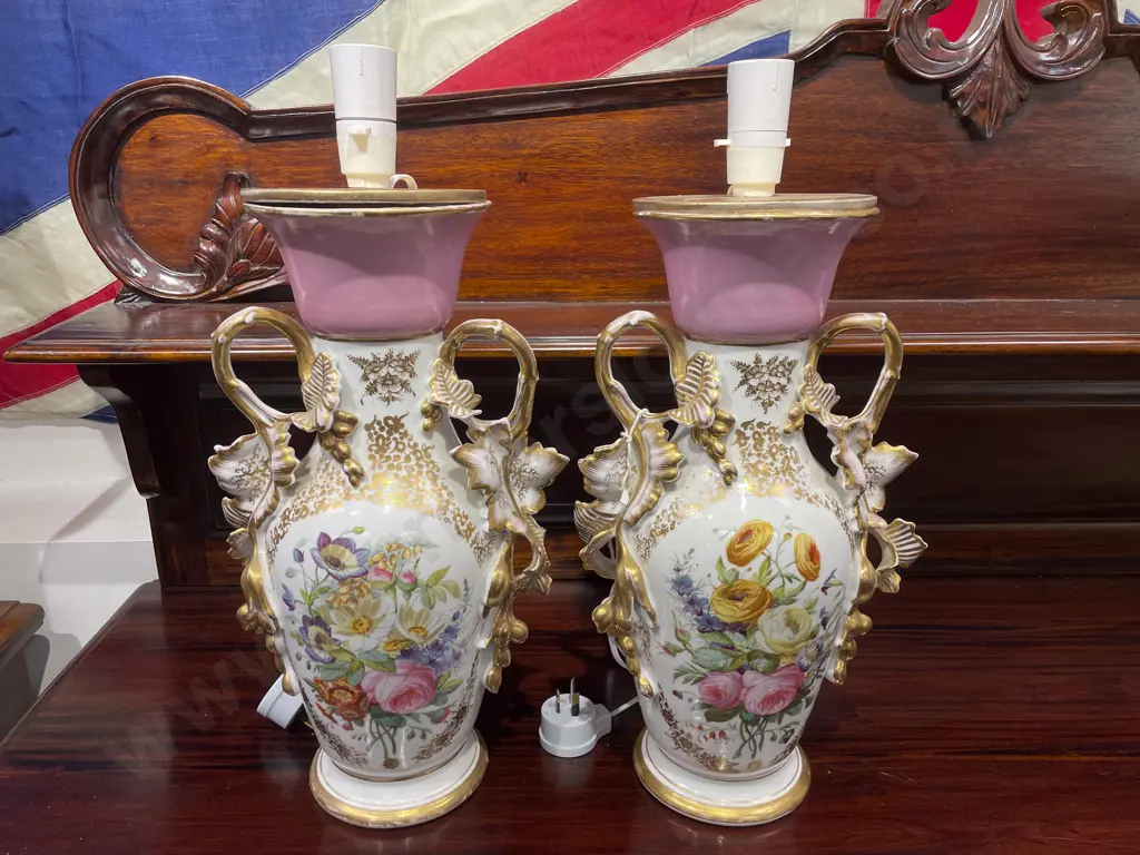 Pair of Ornate Ceramic Vase Form Table Lamps Image 1++