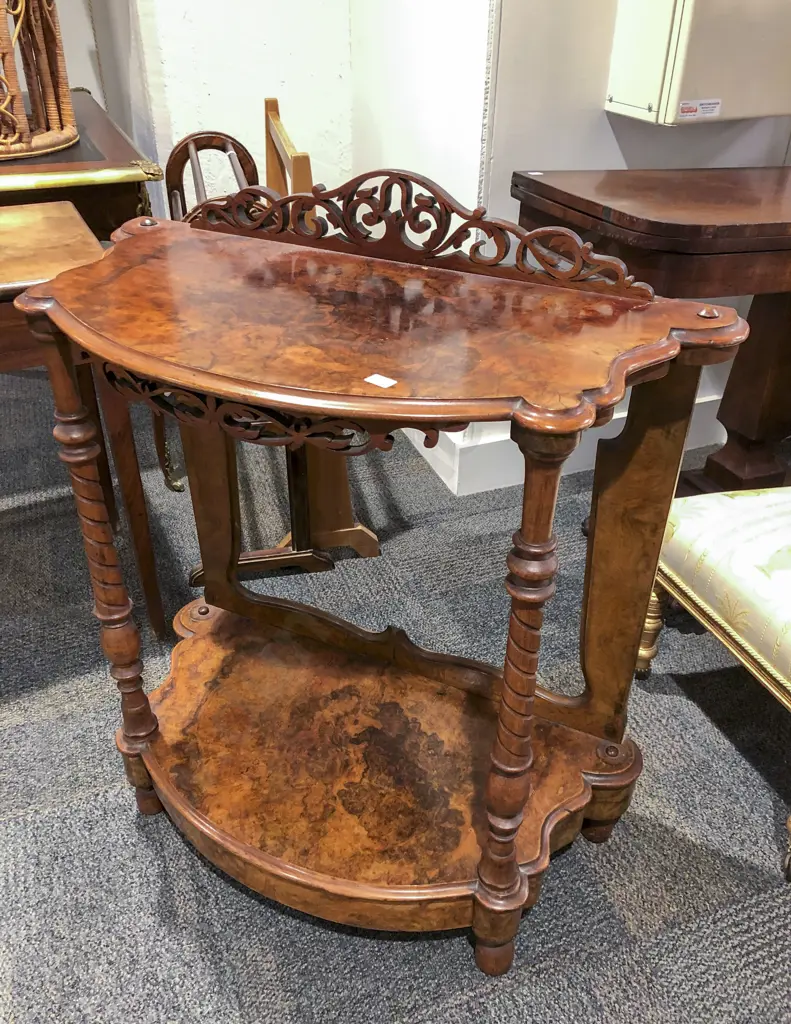 Burr Walnut Two Tier Hall Table Image 1++