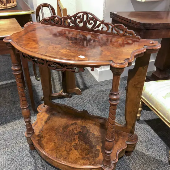 Burr Walnut Two Tier Hall Table