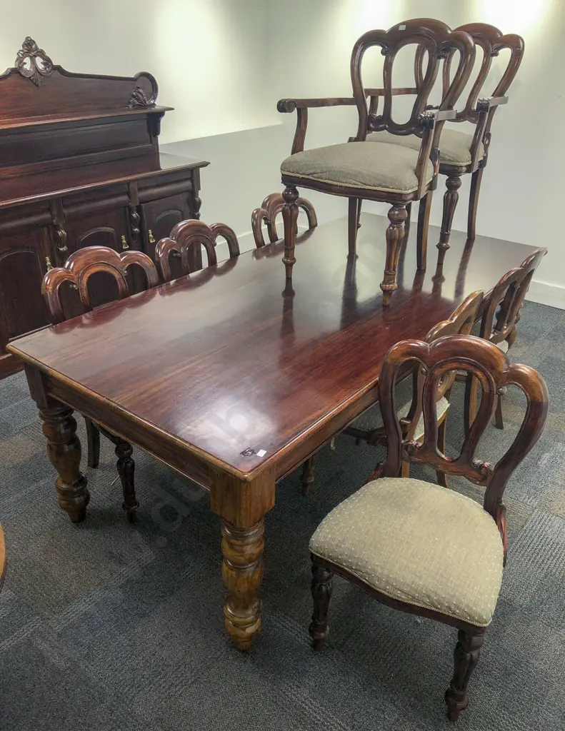 Large Mahogany Rectangular Dining Table with Eight Chairs Image 1++