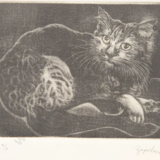 Unknown Artist - Cat Etching
