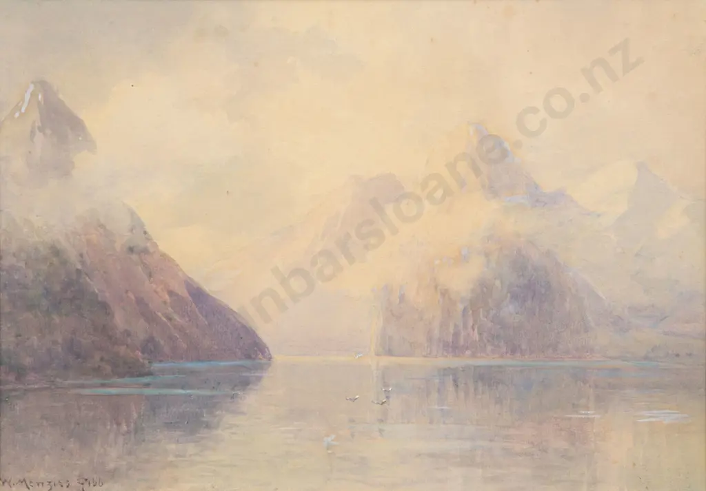 William Menzies Gibb (1859 - 1931) - View In Fiordland Image 1++