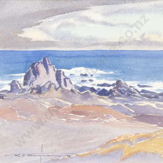 Reginald J Waghorn (1898 - 1987) - Rocky Coast Wellington