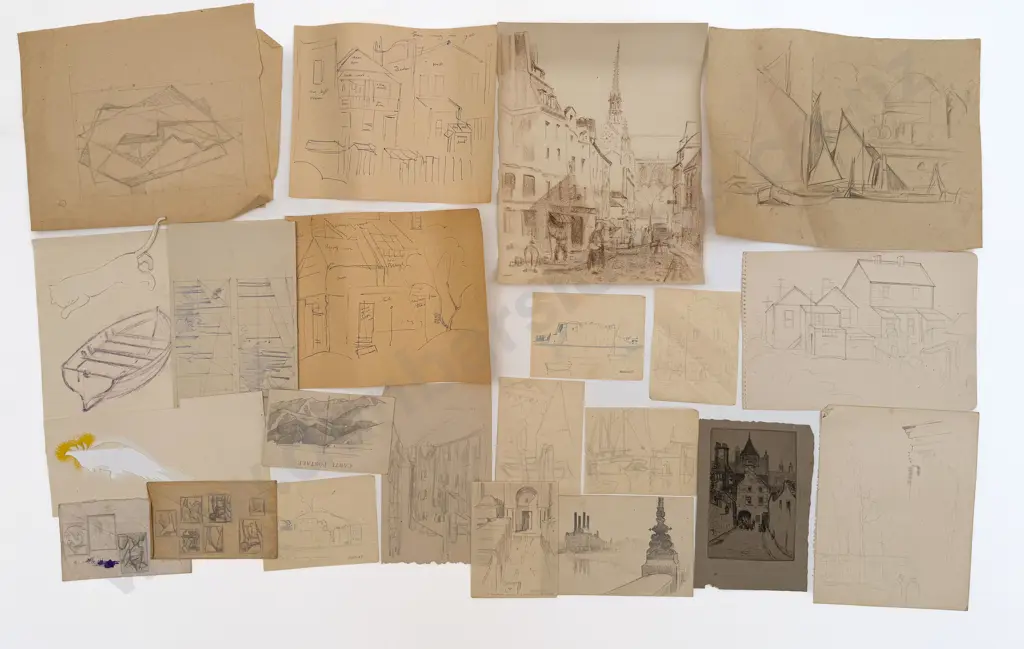 John Weeks (1888 - 1965) - 17 Assorted Sketchbook Studies Image 1++