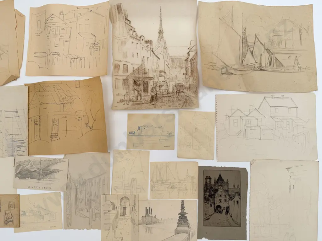 John Weeks (1888 - 1965) - 17 Assorted Sketchbook Studies Image 1++