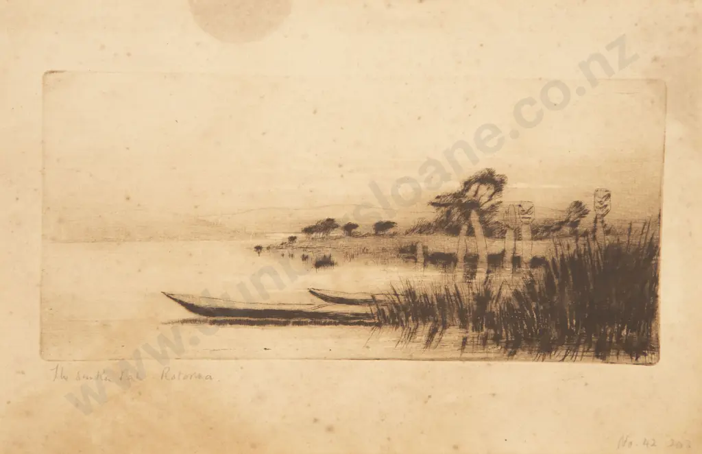Trevor Lloyd (1863 - 1937) - The Sunken Pah Rotorua Image 1++