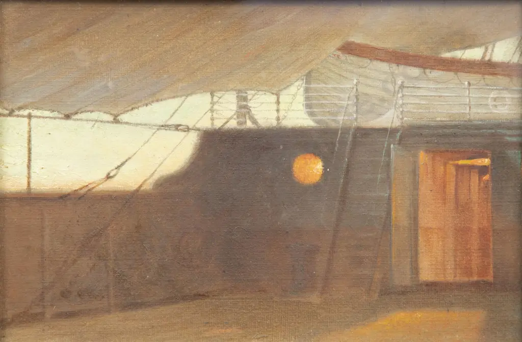 Frank Hyde (England 1849 - 1937) - On the Deck at Midnight Image 1++