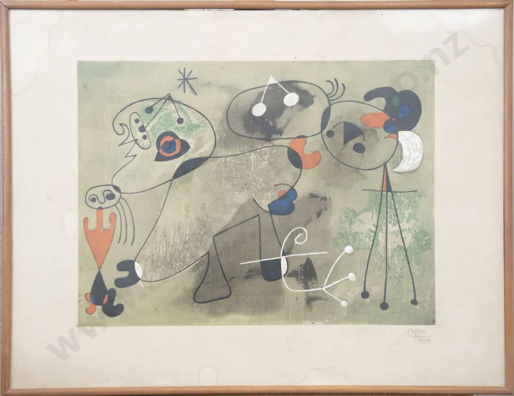 After Joan Miro (1893 - 1983) - Composition Sur Tond Vert Image 1++