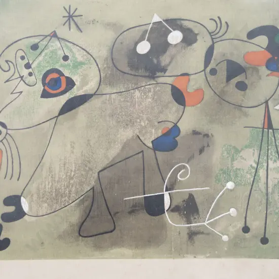 After Joan Miro (1893 - 1983) - Composition Sur Tond Vert