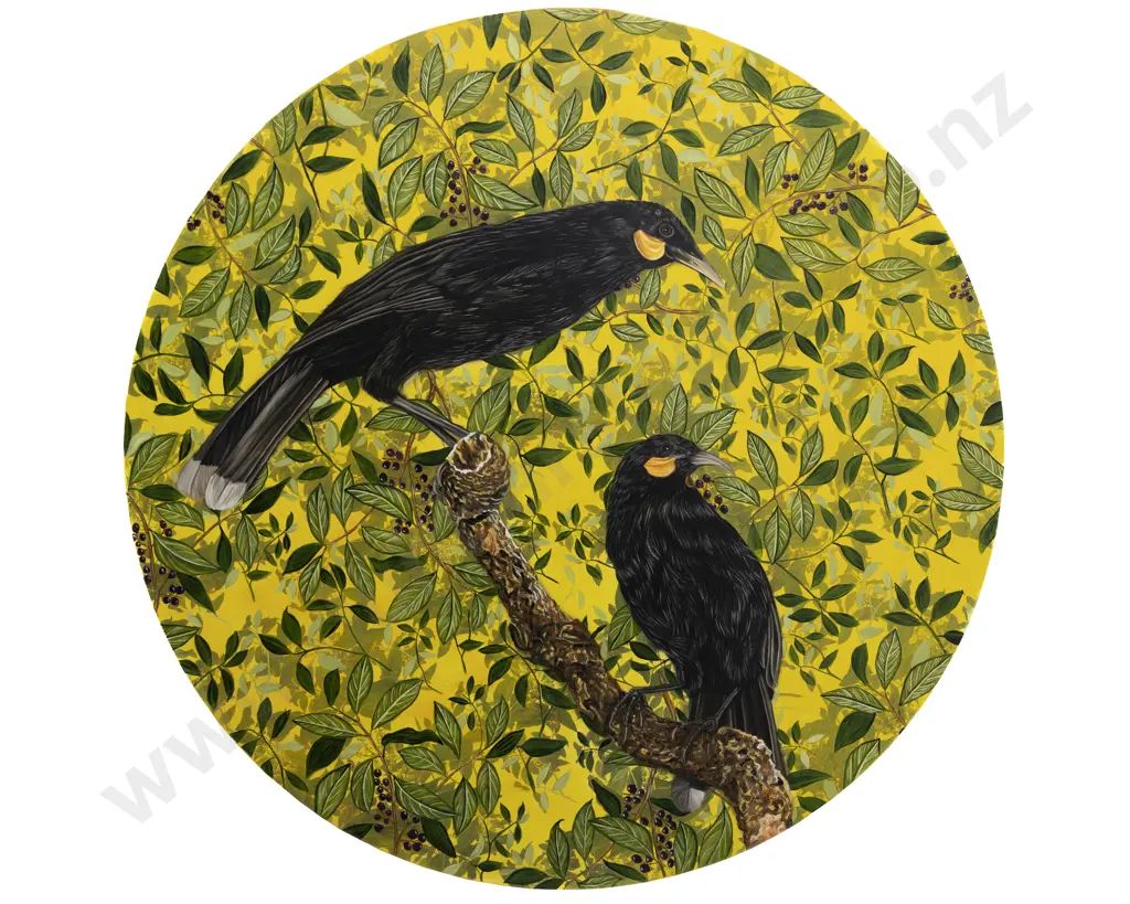 Kate Beatty - Two Huias Perched on a Branch Image 1++