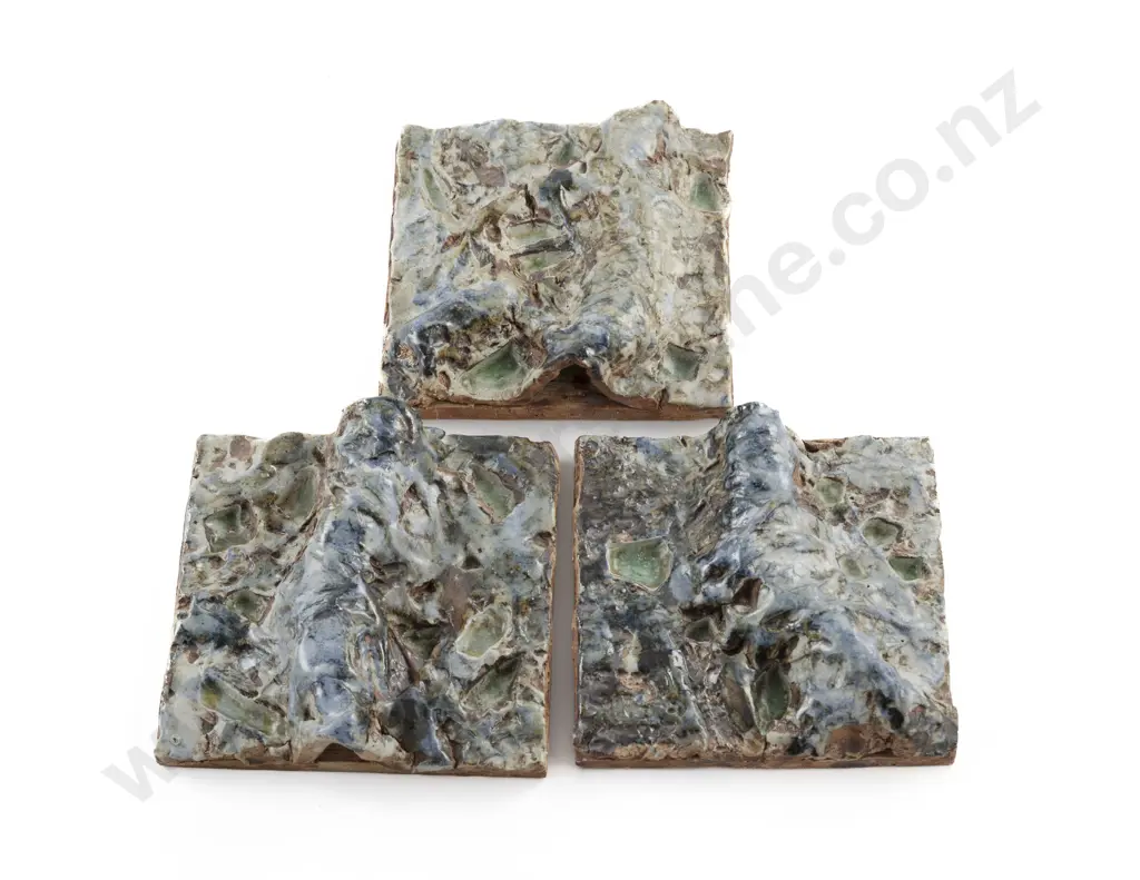 Three Earthenware and Glass Tiles Image 1++