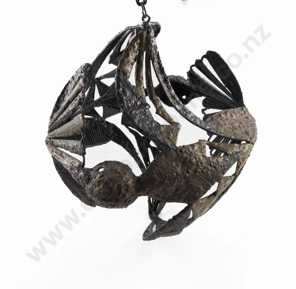 Sculptural Hanging Pierced Bird Form Orb Image 1++