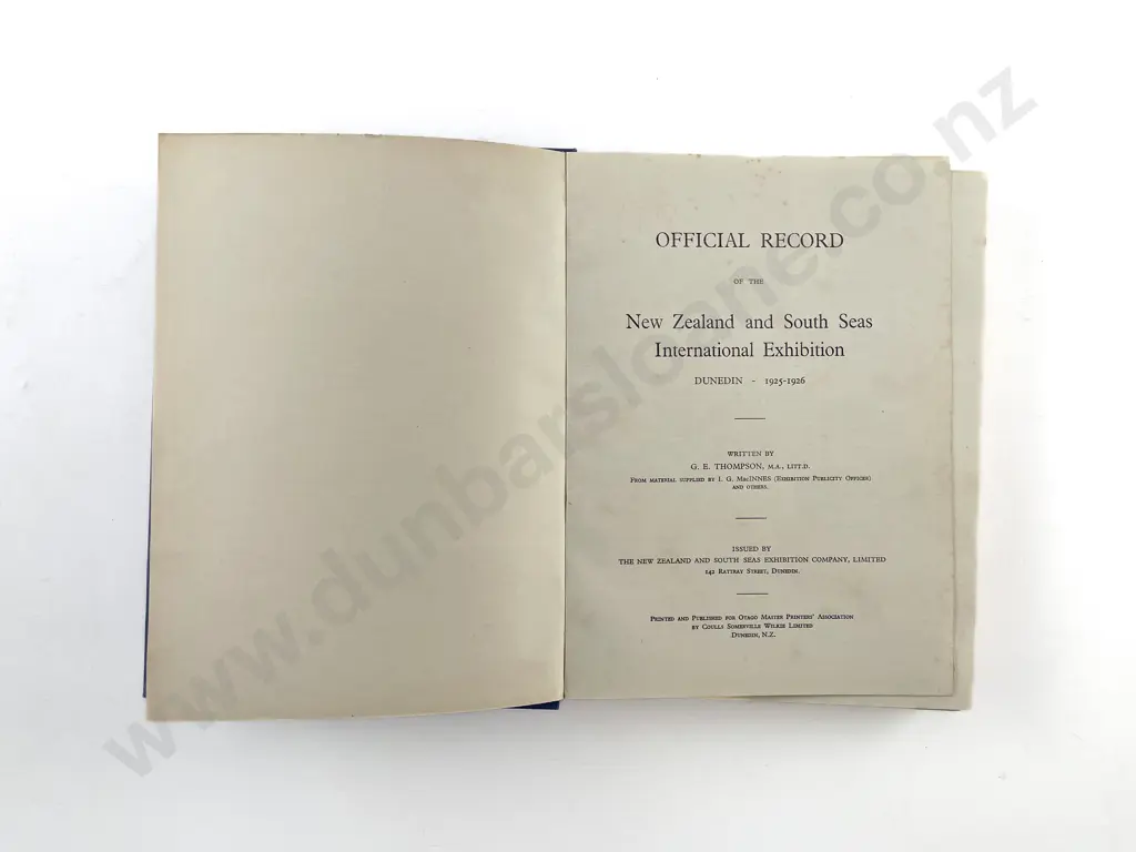 Thompson G E - Official Record of the New Zealand and South Seas International Exhibition Dunedin 1925-26 Image 1++
