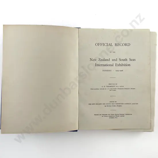 Thompson G E - Official Record of the New Zealand and South Seas International Exhibition Dunedin 1925-26
