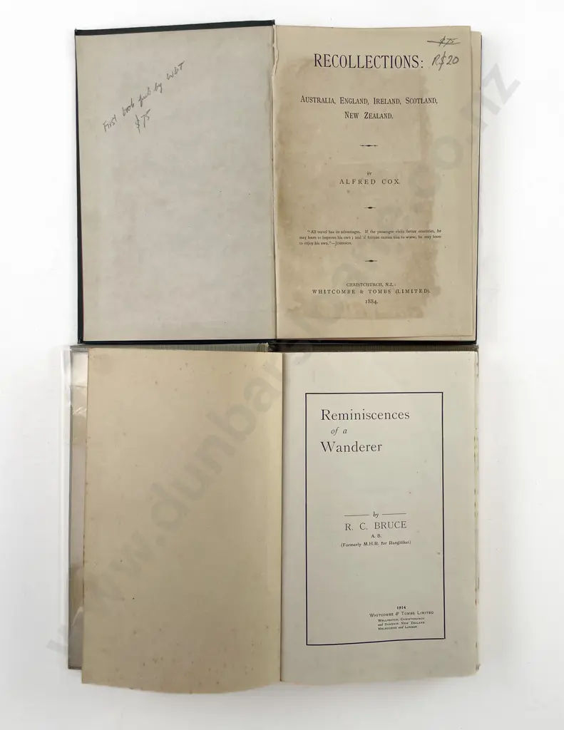 2 Early NZ Volumes On Recollections & Reminiscences Image 1++
