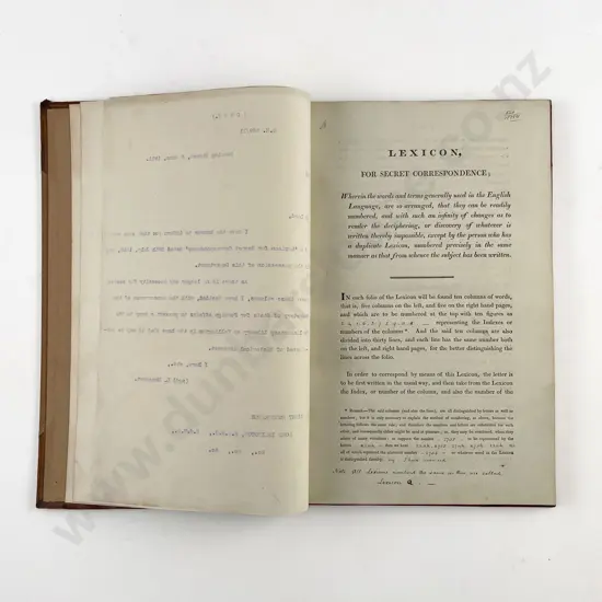 (-) Lexicon For Secret Correspondence 1812