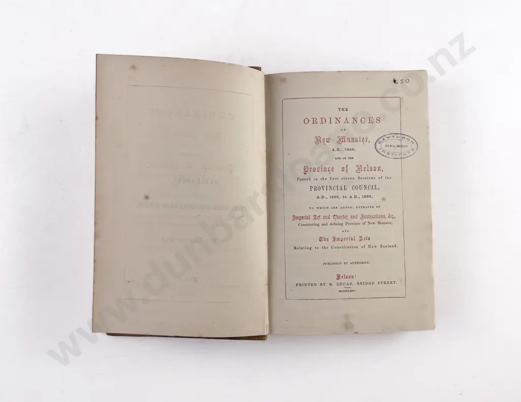 (-) The Ordinances of New Munster and of the Province of Nelson Image 1++