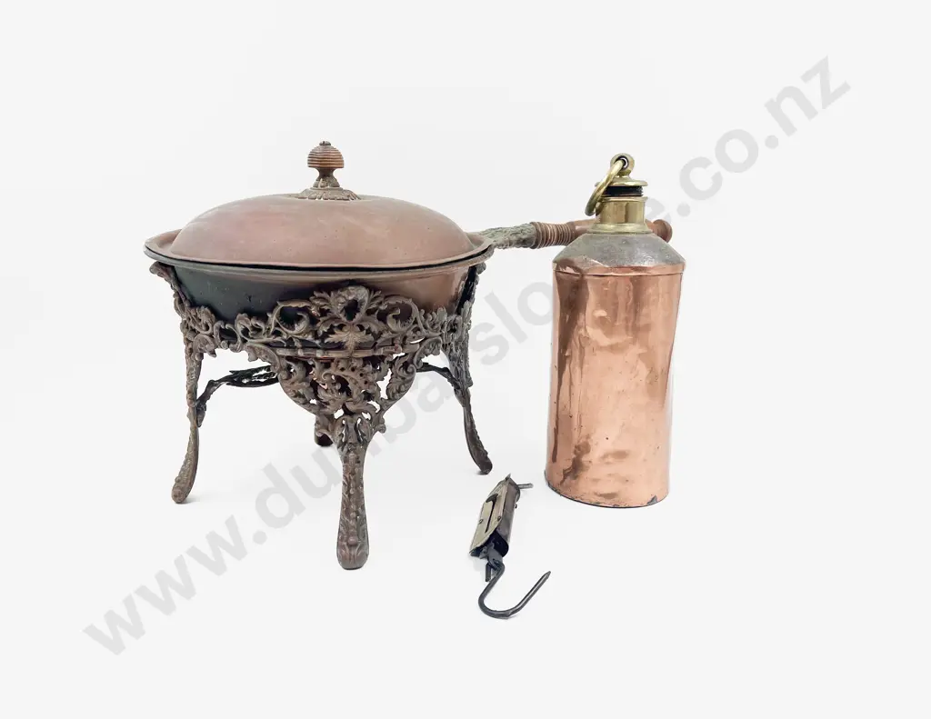 Copper Warming Dish with Stand Canister & Pocket Balance Scales Image 1++