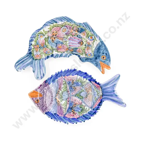 Three Ceramic Wall Fish Form Hangings