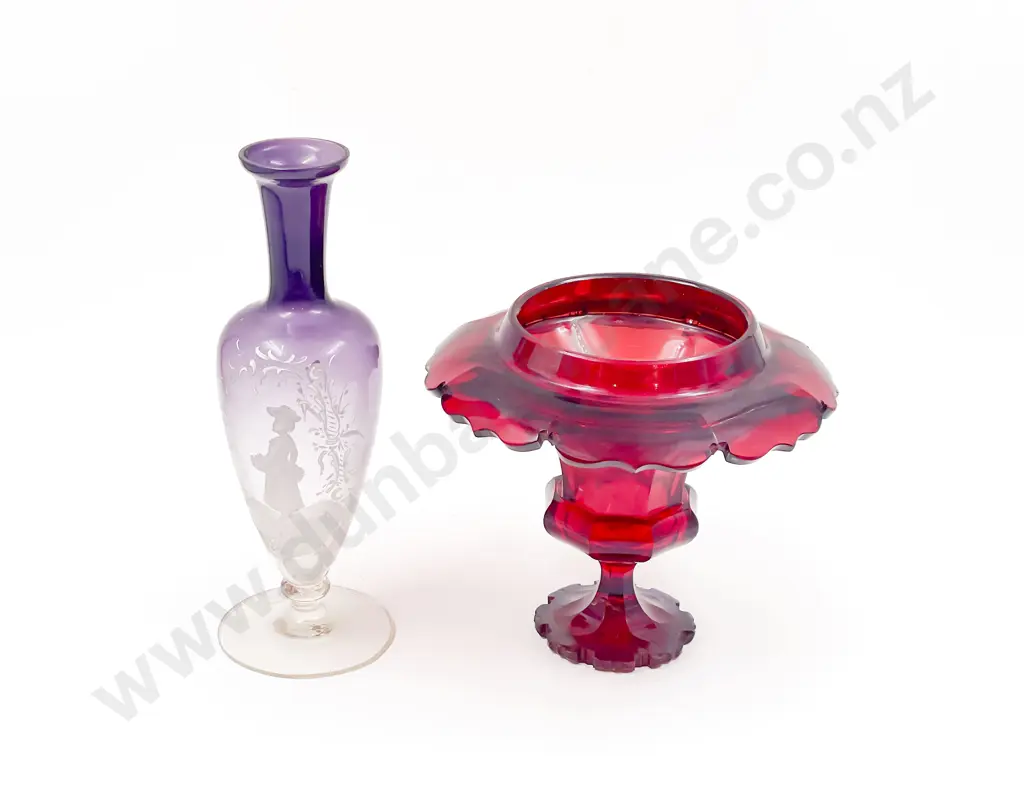 Mary Gregory Vase & Ruby Glass Vase Image 1++