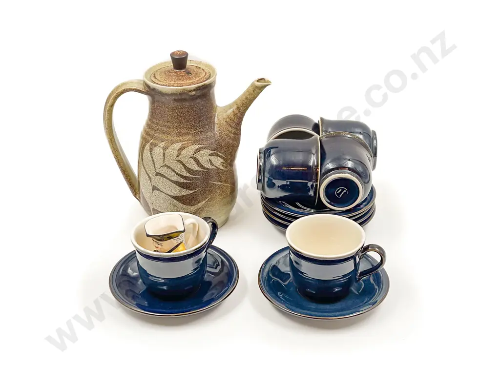 Pottery Coffee Pot with Hornsea Pottery Cups & Saucers etc Image 1++