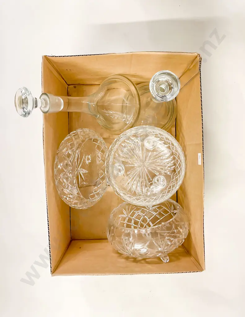 Quantity of Assorted Crystal Bowls together with Pair of Glass Decanters Image 1++