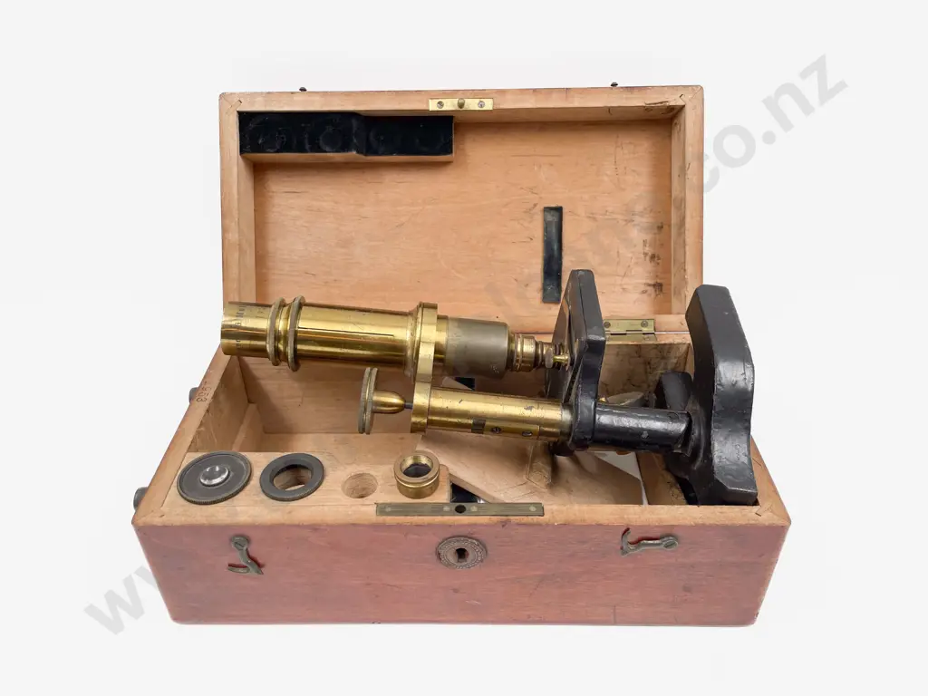 Late C19th German Mahogany Cased Students Microscope Image 1++