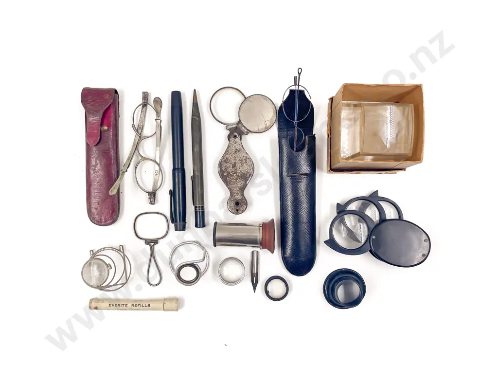 Collection Various Magnifying Glasses & Two Pair Spectacles Image 1++