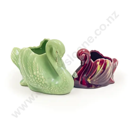 Two Casey Ware Swan Vases