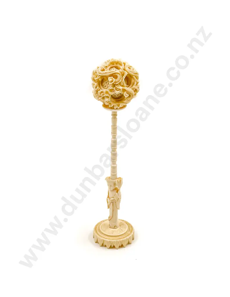 Ivory Puzzle Ball on Stand 22cm H Image 1++