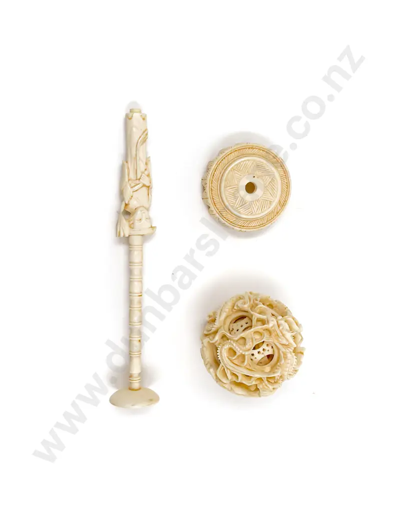 Ivory Puzzle Ball on Stand 22cm H Image 1++