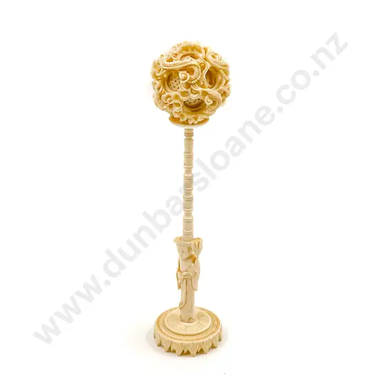 Ivory Puzzle Ball on Stand 22cm H