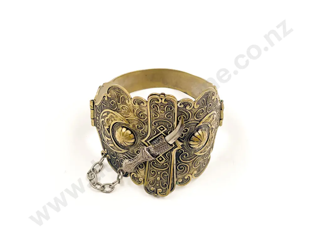 Gilt Metal Two Part Bangle with Dagger Clasp Image 1++