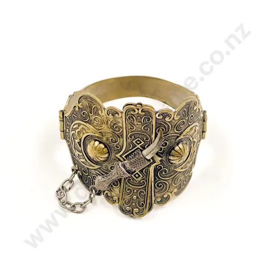 Gilt Metal Two Part Bangle with Dagger Clasp