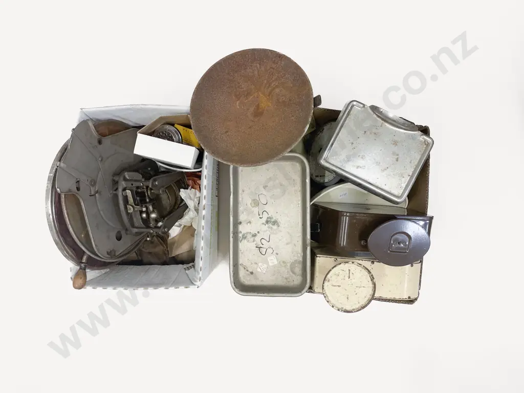 Large Quantity of Assorted Vintage Scales with Two Travel Gramophones & Assorted Parts Image 1++