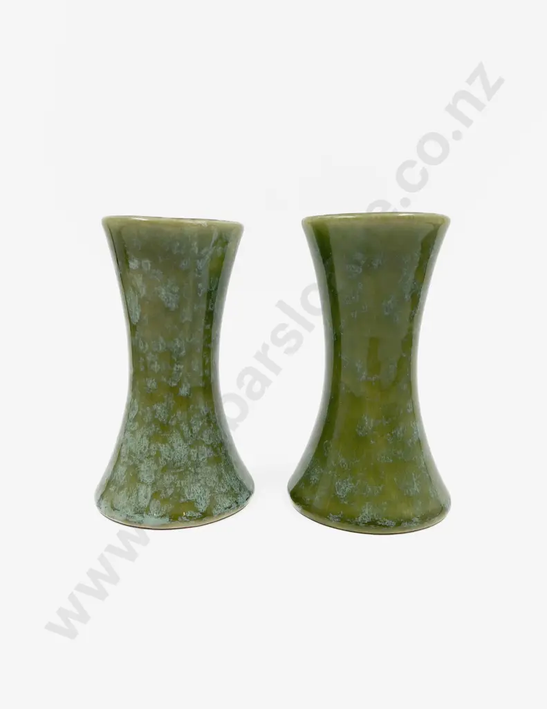 Pair of Green Glazed Temuka Vases Image 1++