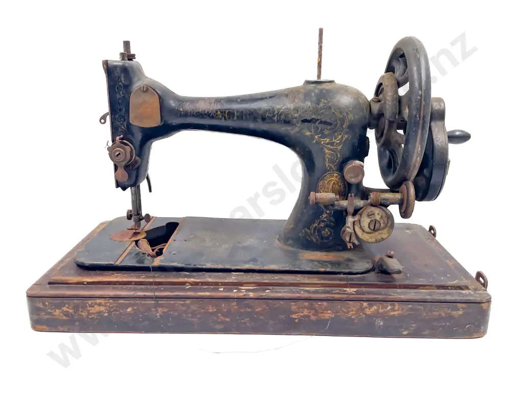 Vintage Sewing Machine together with Box of Assorted Metalware etc Image 1++