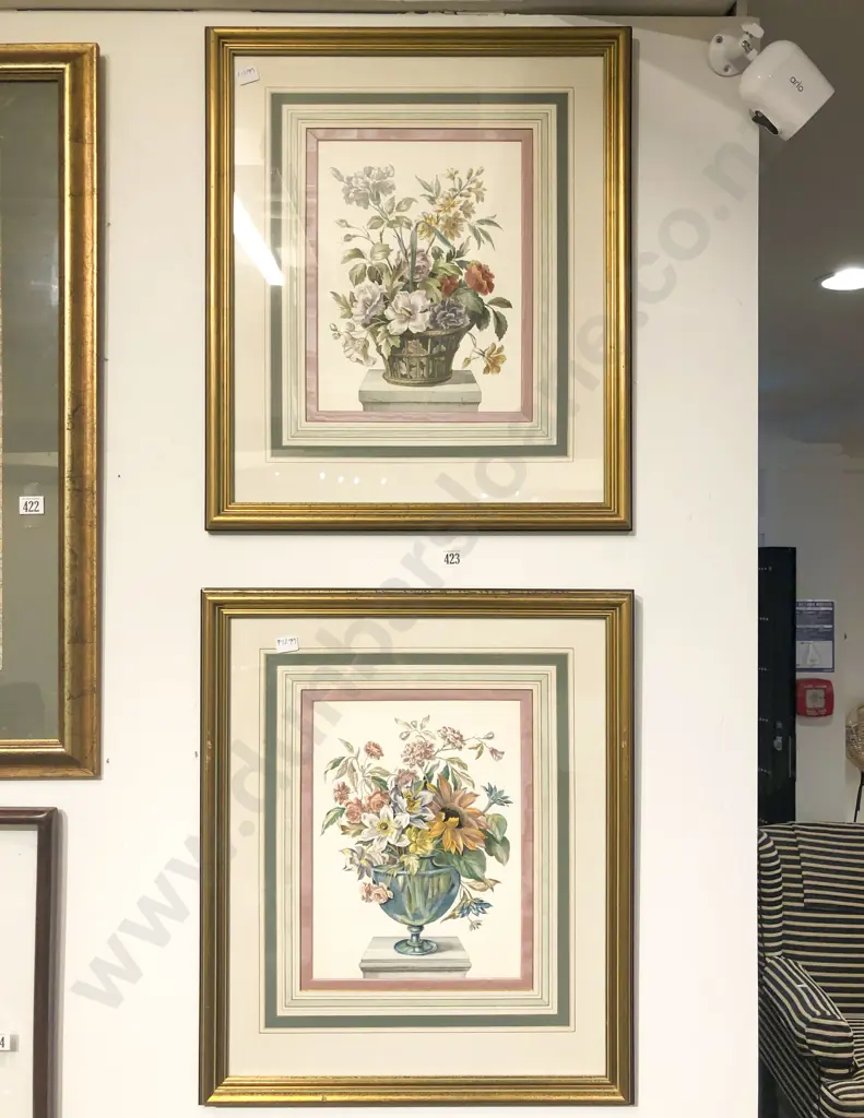 Pair of Hand Coloured Botanical Production Prints Image 1++