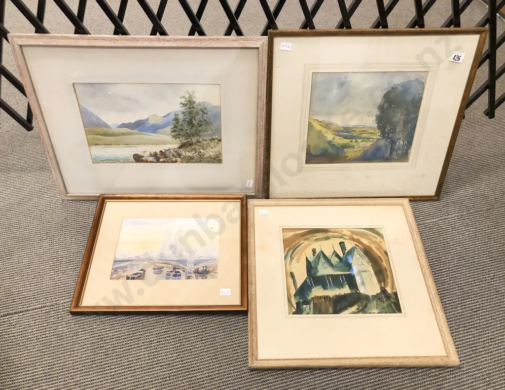 Four Assorted Framed Watercolour Landscapes Image 1++