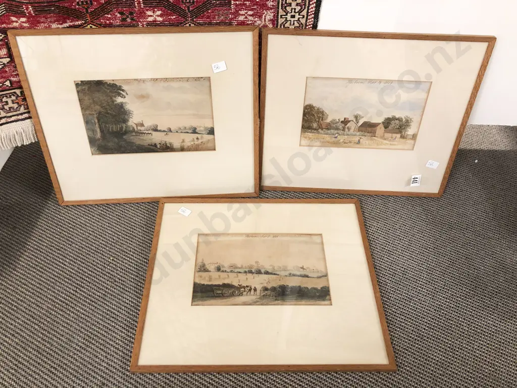 Set of Three Mid C19th Watercolours Image 1++