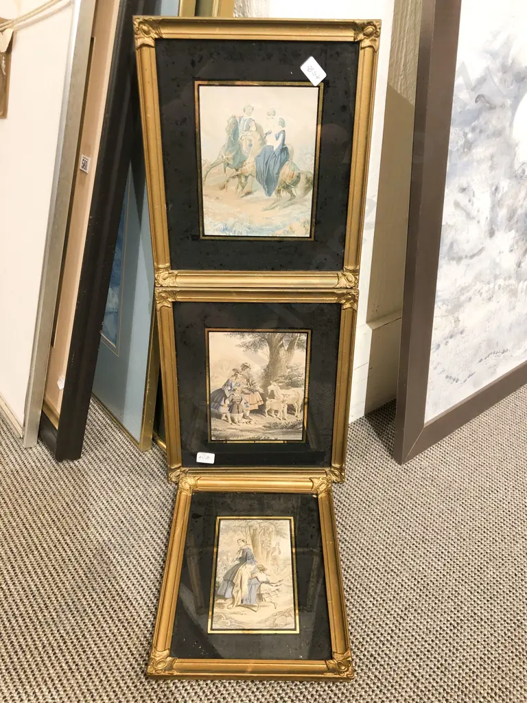 Set of Three Framed Baxter Prints Image 1++